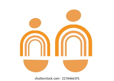 Human couple and human sun kid vector art