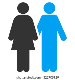 Human Couple vector icon. Style is bicolor flat symbol, blue and gray colors, rounded angles, white background.