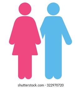 Human Couple vector icon. Style is bicolor flat symbol, pink and blue colors, rounded angles, white background.