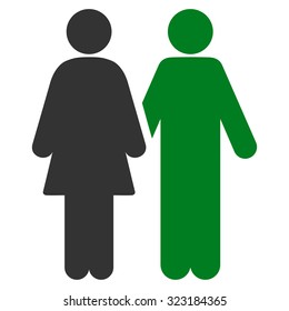 Human Couple vector icon. Style is bicolor flat symbol, green and gray colors, rounded angles, white background.