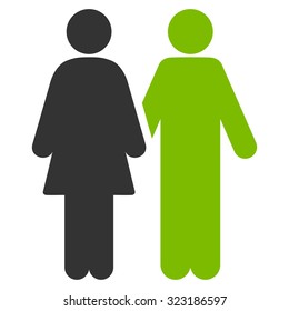 Human Couple vector icon. Style is bicolor flat symbol, eco green and gray colors, rounded angles, white background.