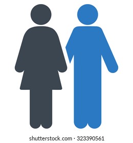 Human Couple vector icon. Style is bicolor flat symbol, smooth blue colors, rounded angles, white background.