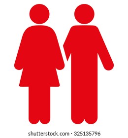 Human Couple vector icon. Style is flat symbol, red color, rounded angles, white background.
