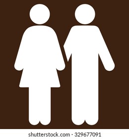 Human Couple vector icon. Style is flat symbol, white color, rounded angles, brown background.