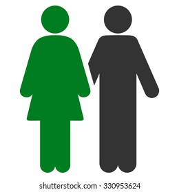 Human Couple vector icon. Style is bicolor flat symbol, green and gray colors, rounded angles, white background.