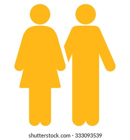 Human Couple vector icon. Style is flat symbol, yellow color, rounded angles, white background.