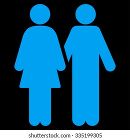Human Couple vector icon. Style is flat symbol, blue color, rounded angles, black background.