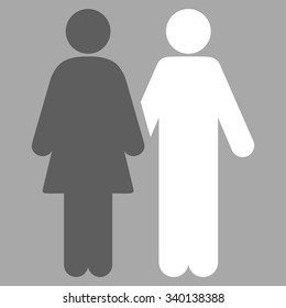 Human Couple vector icon. Style is bicolor flat symbol, dark gray and white colors, rounded angles, silver background.