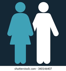 Human Couple vector icon. Style is bicolor flat symbol, blue and white colors, rounded angles, dark blue background.