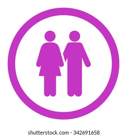 Human Couple vector icon. Style is flat rounded symbol, violet color, rounded angles, white background.