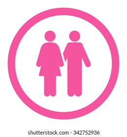 Human Couple vector icon. Style is flat rounded symbol, pink color, rounded angles, white background.