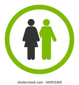 Human Couple vector icon. Style is bicolor flat rounded symbol, eco green and gray colors, rounded angles, white background.