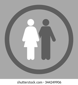 Human Couple vector icon. Style is bicolor flat rounded symbol, dark gray and white colors, rounded angles, silver background.