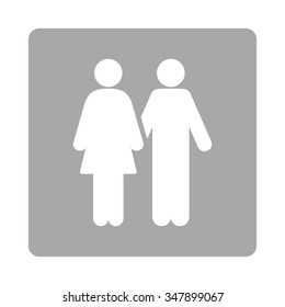 Human Couple vector icon. Style is flat rounded square button, white and silver colors, white background.