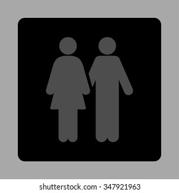Human Couple vector icon. Style is flat rounded square button, gray and black colors, silver background.