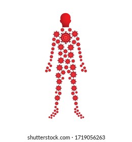 human with covid 19 shaped design illustration