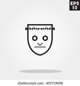 Human create monster face halloween icon in trendy flat style isolated on grey background. Id card symbol for your design, logo, UI. Vector illustration, EPS10.