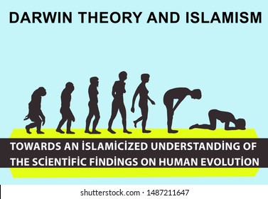 human creation. Darwin's Theory Of Evolution.Theory of evolution of man.Human development.Cro-Magnon, Neanderthal,Java Man, Australopithecine, monkey. Islam and the theory of evolution svg
