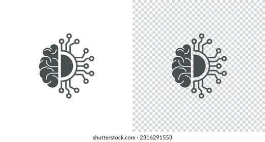 Icono humano del cerebro creativo. Concepto de ícono de chip de procesador de inteligencia artificial y cerebro humano. AI Líneas delgadas humanas Icono plano Estilo sólido.Ilustración vectorial.