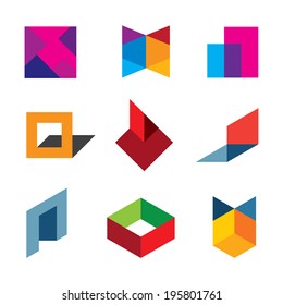 Human creativity and innovation creating new colorful worlds icon logo elements