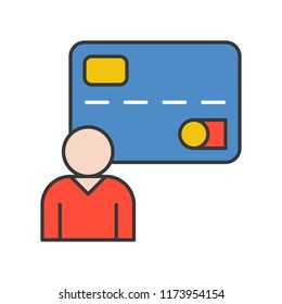human and credit card, personal data or user, bank and financial related icon, filled outline editable stroke