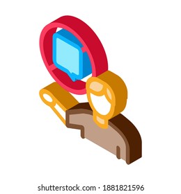 human crossed out quote frame icon vector. isometric human crossed out quote frame sign. color isolated symbol illustration