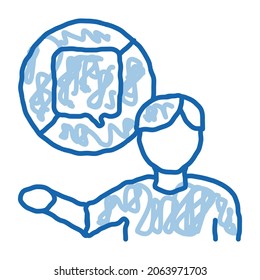 human crossed out quote frame sketch icon vector. Hand drawn blue doodle line art human crossed out quote frame sign. isolated symbol illustration