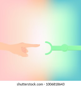 Human and cyber hand meeting
