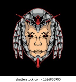 human cyber head illustration for commercial use