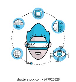 human cyberspace connect with 3d glasses