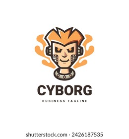 diseño del logotipo de la mascota cyborg humana