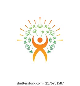 Diseño de logotipo sencillo de Dandelion humano