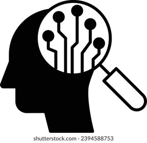 Human Data learning solid glyph vector illustration