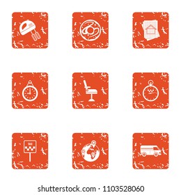Human delivery icons set. Grunge set of 9 human delivery vector icons for web isolated on white background