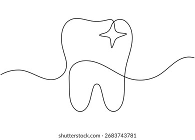 Human dental icon teeth continuous one line drawing minimalist smile healthy vector illustration  