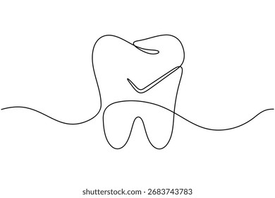 Human dental icon teeth continuous one line drawing minimalist smile healthy vector illustration  