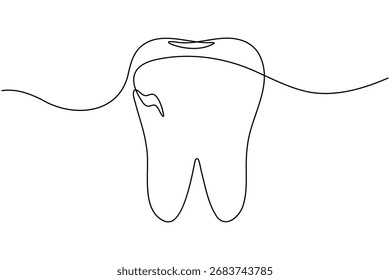 Human dental icon teeth continuous one line drawing minimalist smile healthy vector illustration  