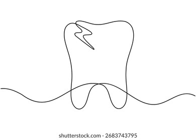 Dientes de icono dental humano continuo de una línea que dibuja una sonrisa minimalista Ilustración vectorial saludable  