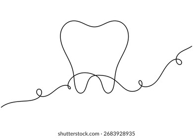 Dientes de icono dental humano continuo de una línea que dibuja una sonrisa minimalista Ilustración vectorial saludable  