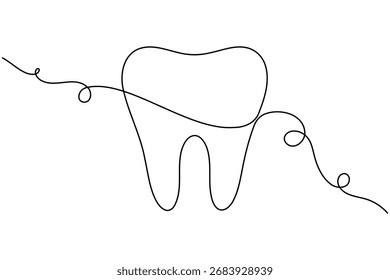 Dientes de icono dental humano continuo de una línea que dibuja una sonrisa minimalista Ilustración vectorial saludable  
