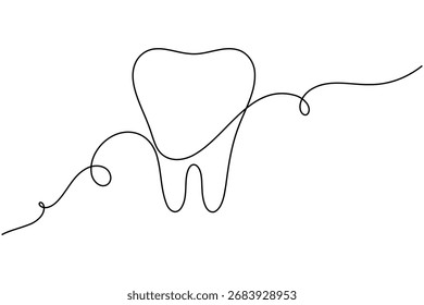 Dientes de icono dental humano continuo de una línea que dibuja una sonrisa minimalista Ilustración vectorial saludable  
