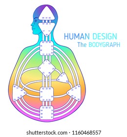Human design bodygraph chart design. Vector isolated illustration. Energy centers gates system blank template