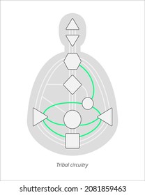 Human design bodygraph with tribal circuitry. Human design rave chart vector illustration