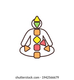 Human design chart RGB color icon. Natural energy flow. Centers and channels. Chakra system. Body consciousness activation. Revealing genetic design. Sacral responses. Isolated vector illustration
