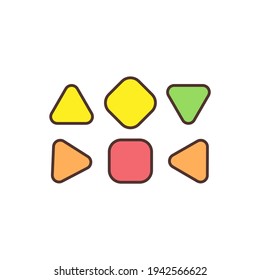 Human design energy centers RGB color icon. Geometric shapes inside bodygraph. Focal points. Energy transformation and circulation in body areas. Mind consciousness. Isolated vector illustration