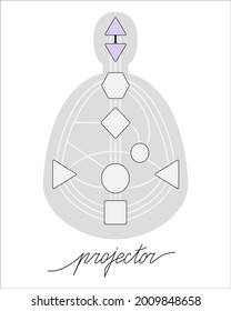 Human design projector chart or bodygraph 
vector illustration. Energy centers, channels and gates blank template