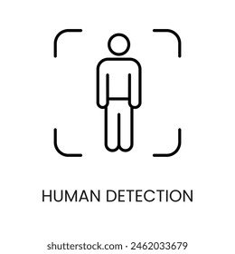 Human detection line vector icon with editable stroke for placement on cctv camera system packaging