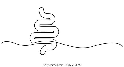 Human Digestion continuous line drawing, Digestive one hand drawn medical concept. Healthcare gastrointestinal, Continuous Line Drawing of Intestines Icon. Hand Drawn Symbol Vector Illustration, Gut. 