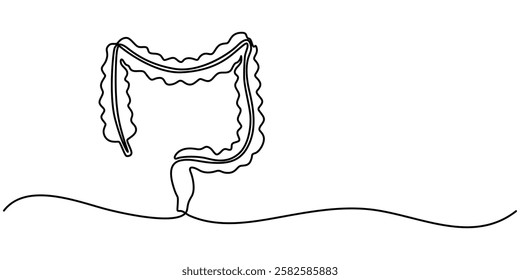 Human Digestion continuous line drawing, Digestive one hand drawn medical concept. Healthcare gastrointestinal, Continuous Line Drawing of Intestines Icon. Hand Drawn Symbol Vector Illustration, Gut. 