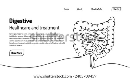 Human Digestion continuous line drawing, Digestive one hand drawn medical concept. Healthcare gastrointestinal.